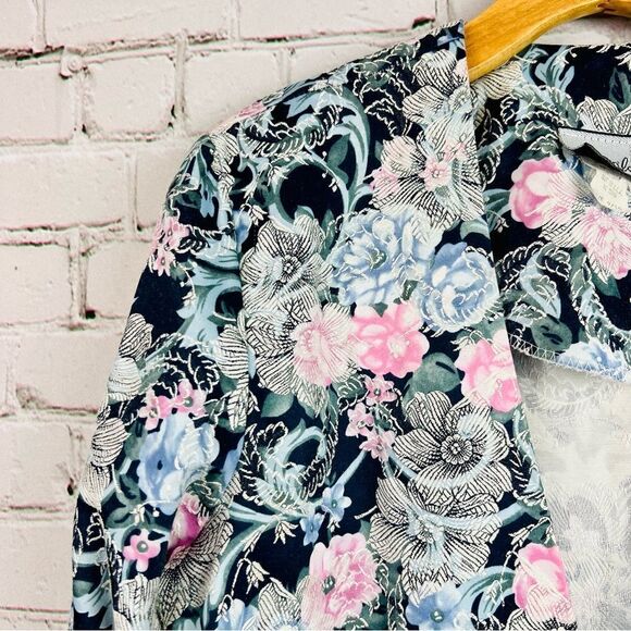 Vintage 90s Breakin’ Loose Navy Floral Tapestry Blazer - Picture 9 of 15